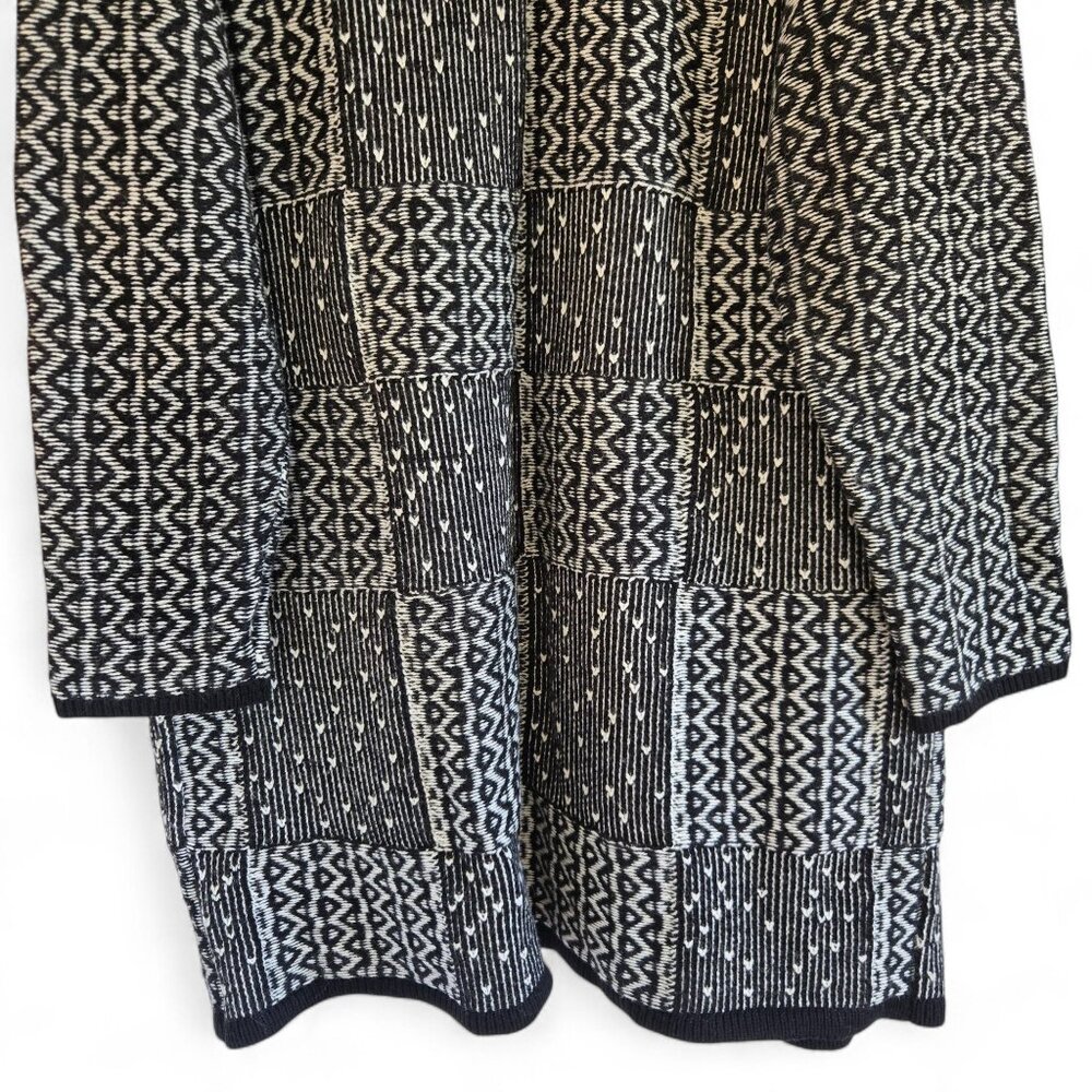 J. Jill Womens Black & White Patchwork Open Front Long Cardigan Sweater Large - Picture 9 of 15